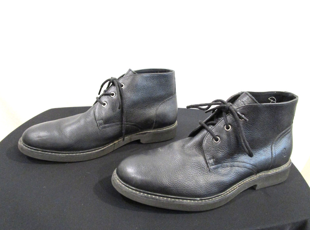 Hush Puppies Moyen Black Leather Waterproof Chukka Boots Men Sz 12